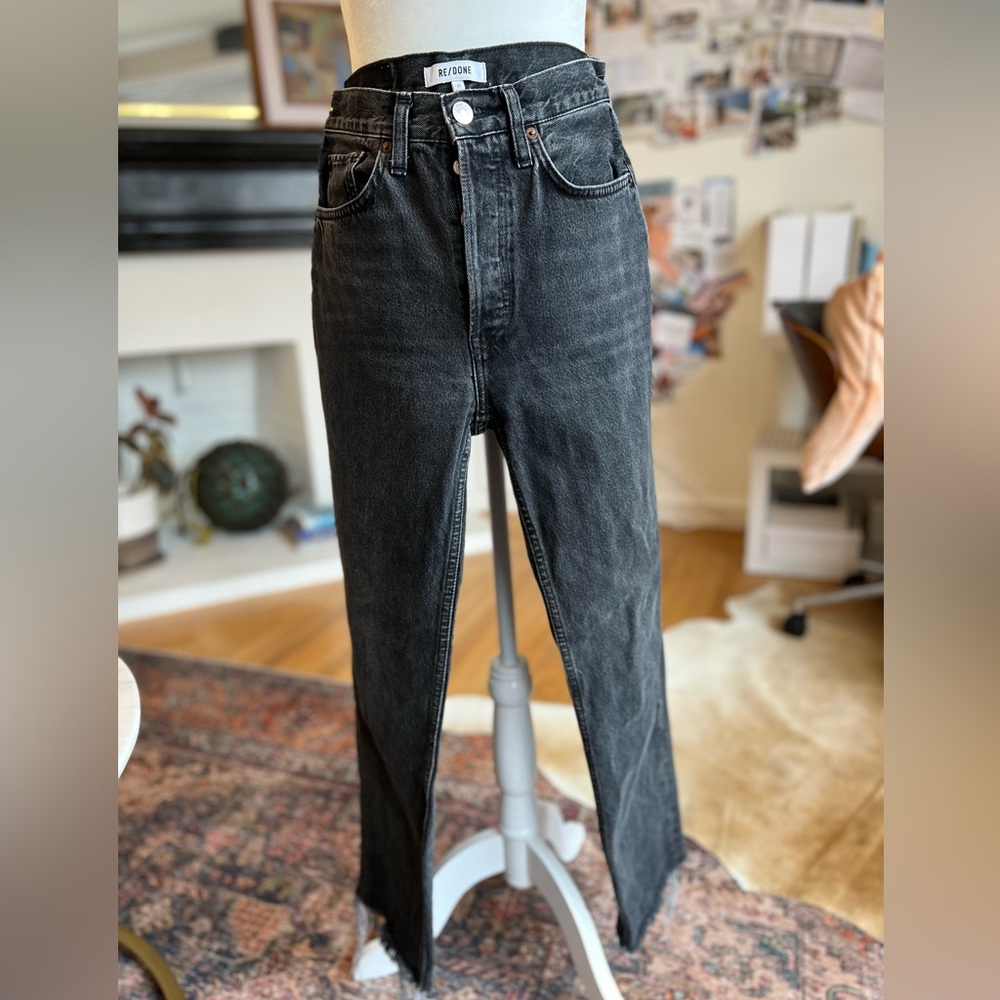RE/DONE Distressed Hem Boot Cut Jeans